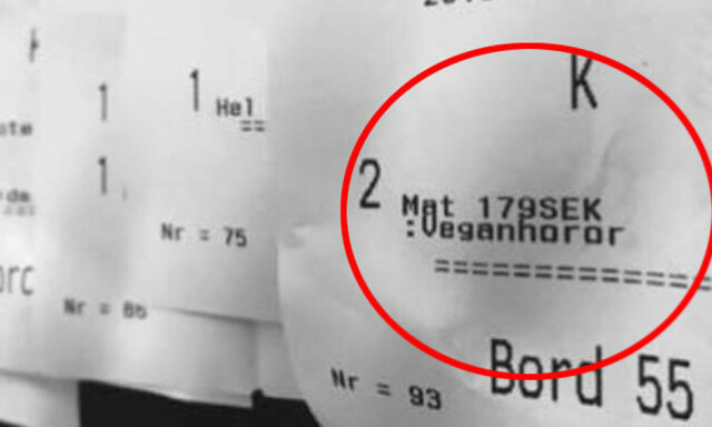 Kvitteringen avslører kjøkkensjefens hån av gjestene: «Veganhorer»